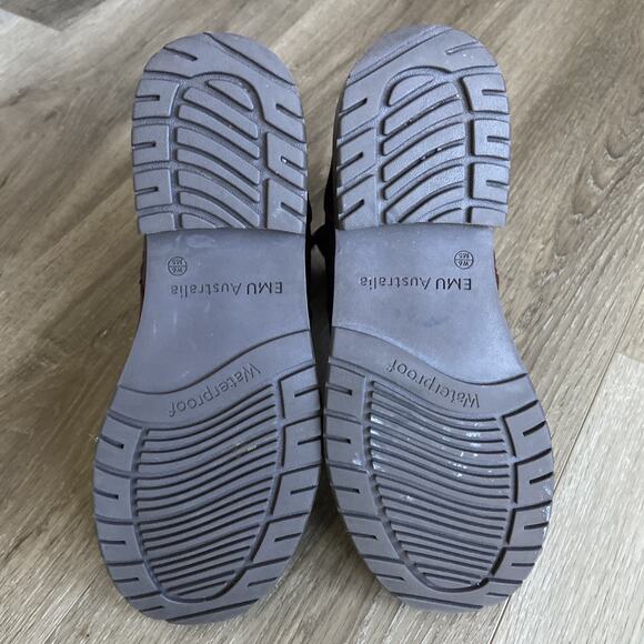 EMU Australian Pioneer Boots Women Sz 6 Burgundy Leather Wool Mid Calf - Picture 4 of 12